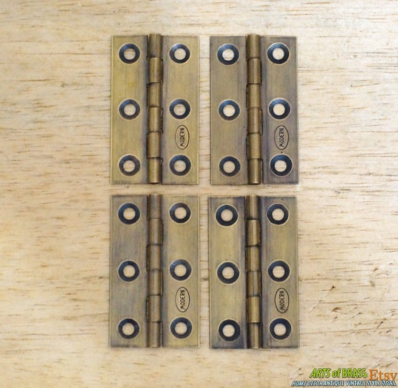 1.96" inches Lot of 4 pcs Vintage Country Western Modern  Hinges Cabinet Door Solid BrassV.007