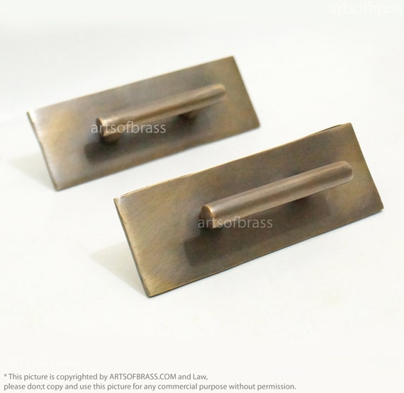 4.52" inches Lot of 2 pcs Vintage Retro Western Handle Pulls Solid Brass Knob Drawer Pull