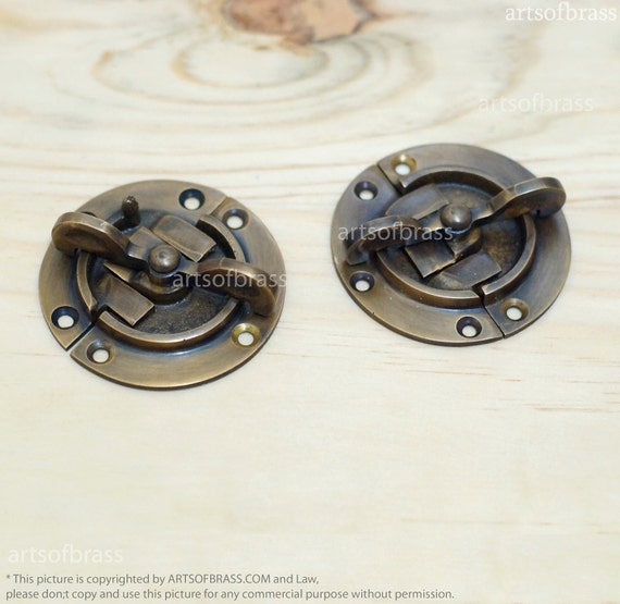 2.41" inches Vintage Retro Round Safe BOX DOOR LATCH Antique Solid Brass Latch Lock