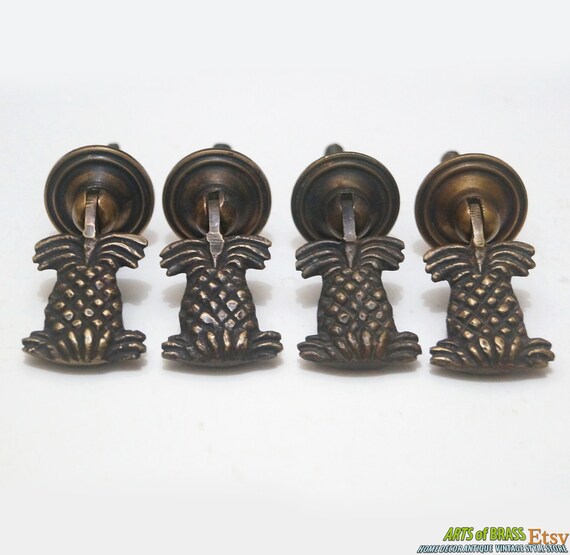 1.96" inches Lot of 4 pcs Vintage PINEAPPLE Fruits drop pull Cabinet Solid Brass Drawer Handle Knob Pull E016