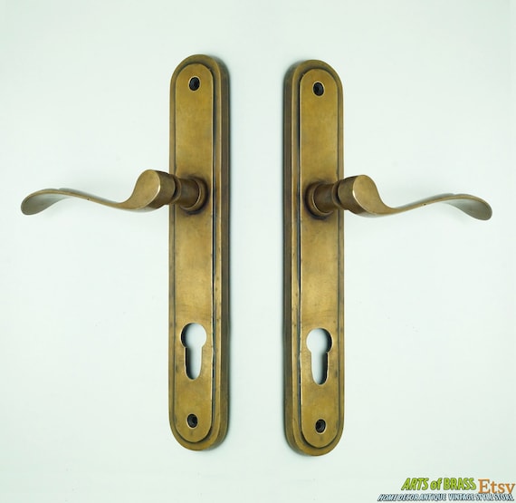 9.40" inches Set Vintage Classic Retro Western Entry Door Handle Solid Brass Antique Cabinet Main Door handle AC085