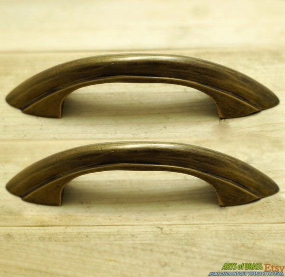 4.72" inches of 2 pcs Vintage Retro Western Antique Cabinet Drawer Solid Brass Handle KNOB Pulls C030
