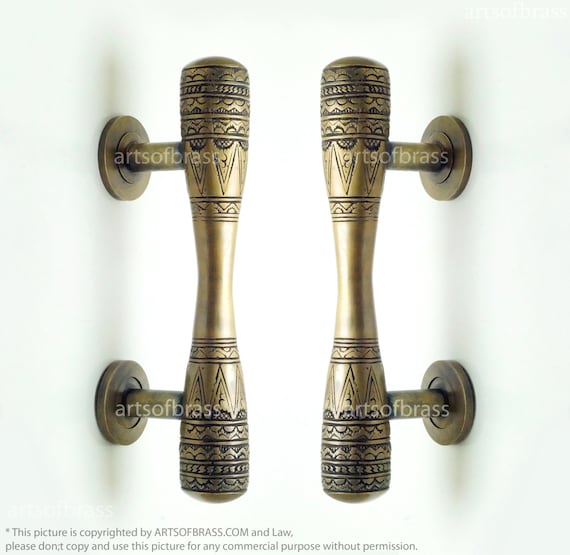 9.64" inches Pair Vintage Solid Brass Classic Victorian Door Handle Pull Cabinet Drawer Dresser Handle Pulls AC005