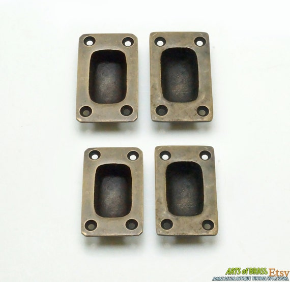1.96" Lot of 4 pcs Vintage Solid Brass Baldwin FLUSH Pull Antique Sliding Door Cabinet Brass Knob Drawer Pulls J051