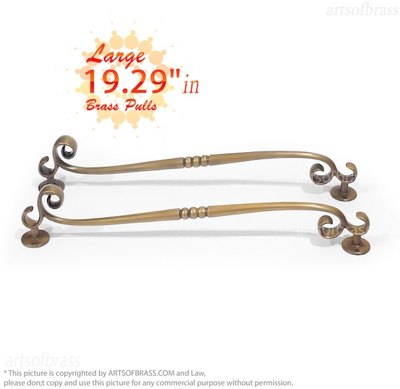 19.29" Inches Vintage Large Classic Victorian Solid Brass Pulls Cabinet Drawer Door Handle