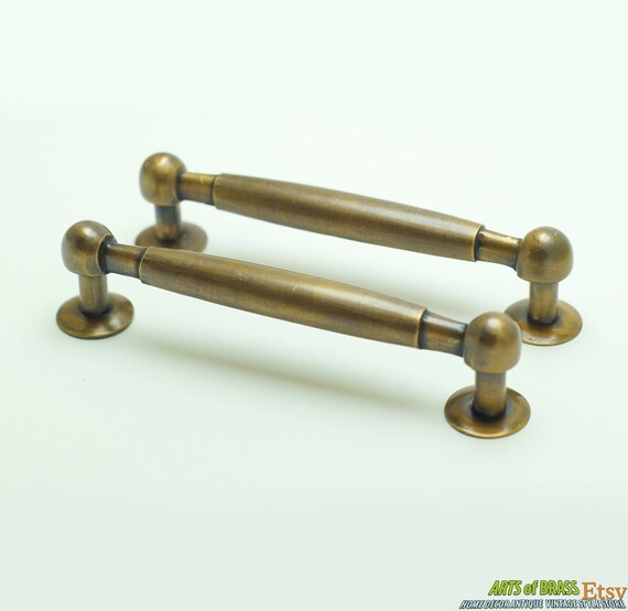 5.31" Lot of 2 pcs RETRO Vintage Ball Tip Solid Brass Closet Cabinet Antique Cabinet Door Drawer Pull C012