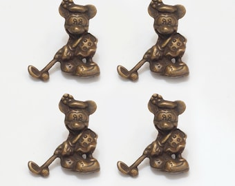 Lot of 4 pcs Vintage Retro Disney Minnie And Mickey Playing Golf Figurine Solid Knobs Handle Solid Brass Cabinet Handle Pull Knobs N263
