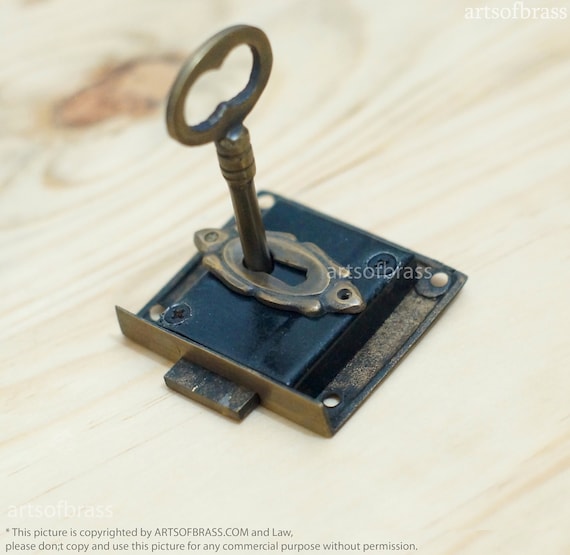Set Vintage Classic Retro Victorian KEY HOLE Plate with Working Antique Skeleton Key & Lock R131