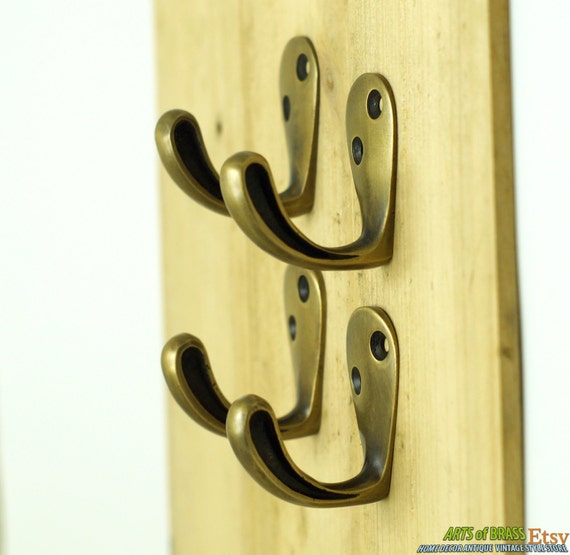 1.88" Lot of 4 pcs Solid Brass Vintage RETRO Side Engraved Strong Hat Coat Wall Mount HOOK