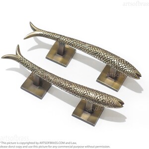 Vintage Solid Brass Fish Pulls Retro Brass Drawer Pulls, Cabinet ...