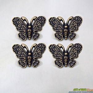 Lot of 4 pcs Vintage BUTTERFLY Antique Cabinet Door Brass KNOB Drawer Pull