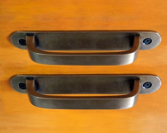 Lot of 2 pcs SMOOTH RETRO Vintage Solid Brass CLOSETS Antique Cabinet Door Drawer Pull