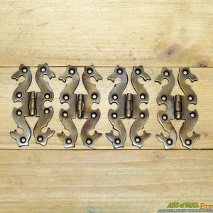 2.87" Lot of 4 pcs Vintage Style Solid Brass SNAKE Decorative Surface Mounted Hinges Antique Cabinet Brass Door Hinges