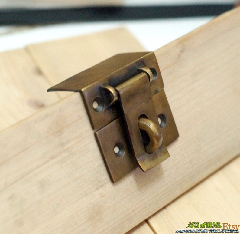 Lot of 2 pcs Vintage Retro Square Flip SAFE Door Box LATCH Antique Solid Brass
