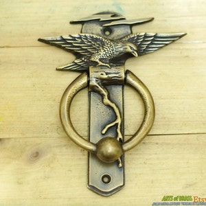 5.78&quot; Inches Vintage FREEDOM EAGLE Front Door KNOCKER Antique Solid Brass