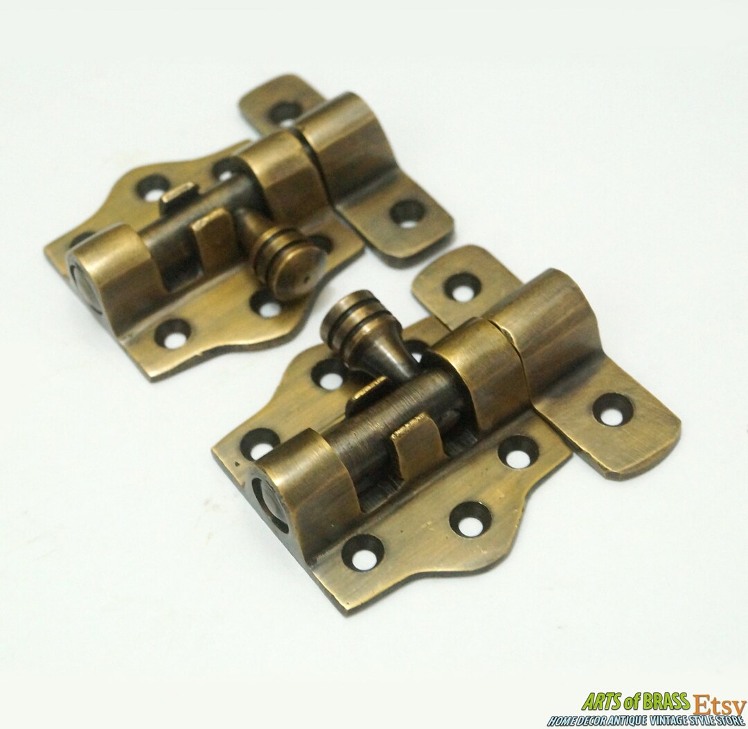 Lot of 2 Pcs Vintage Retro Safe SLOT LOCK Gate Door Antique Solid Brass ...