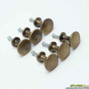 0.94" Inch Lot of 6 pcs Vintage thumbtack tacks Round Knobs Handle Solid Brass Cabinet Knob Pull Handle