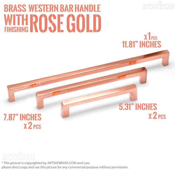 ROSE GOLD Finishing Solid Brass Retro Bar Western Closet Cabinet Drawer Dresser Door Handle Pulls