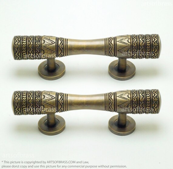 7.87" inches Pair Vintage Solid Brass Classic Victorian Door Handle Pull Cabinet Drawer Dresser Handle Pulls