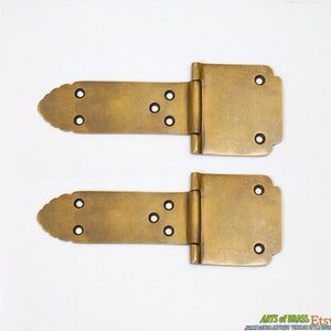 6.22 Inches&quot; Pair Vintage Retro Escutcheon Western Decorative Solid Brass Cabinet Drawer Door Hinge / Hinges V070