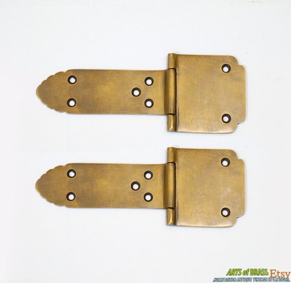 6.22 Inches" Pair Vintage Retro Escutcheon Western Decorative Solid Brass Cabinet Drawer Door Hinge / Hinges V070