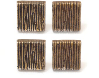 Variantgrootte vintage retro vierkante houten textuur knop massief messing antieke kast lade handvat trekt