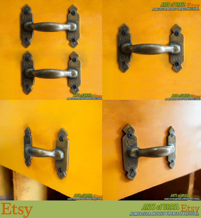Lot of 2 pcs Victorians Royal Handle Drawer Pull Vintage ANTIQUE Solid Brass