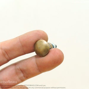 Lot of 6 pcs Vintage Retro Solid Brass Round Post Thumbtack Tacks Cabinet Solid Brass Drawer Handle Knob Pulls N025 image 3