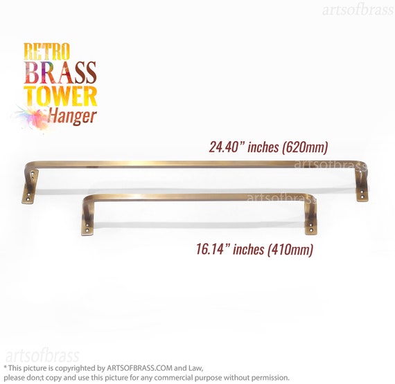 Solid Brass VINTAGE Retro Towel Holder Wall Bathroom Towel Hanger / Bath Towel Hanger