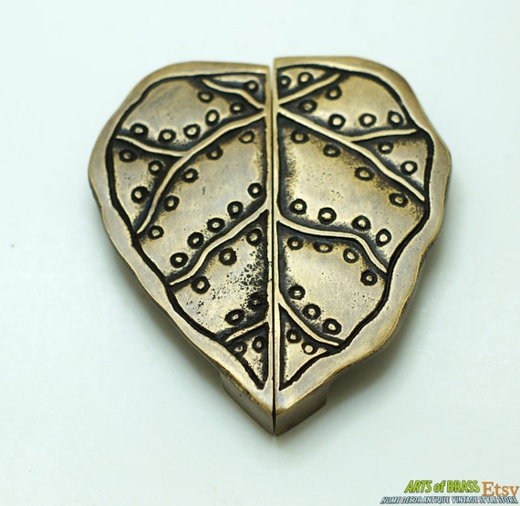 3.54" inches Pair Vintage Big Leaf Solid Brass Antique Cabinet Drawer Door Handle Pulls K042