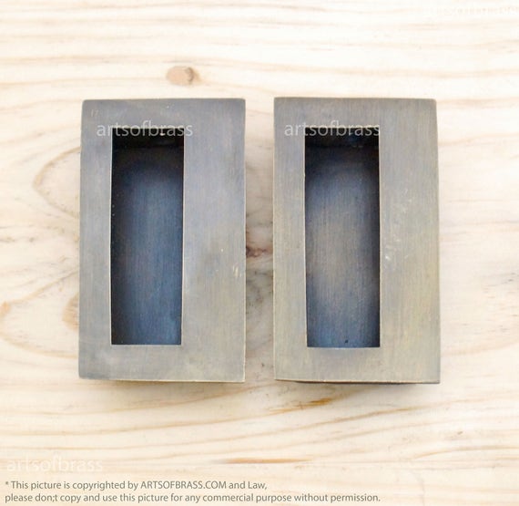 Lot of 2 pcs 3.11" inches Vintage Solid Brass Baldwin Bin Pulls Pocket Sliding Door Brass Knob Drawer Dresser Handle