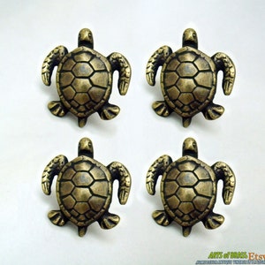 Lot of 4 pcs ANTIQUE TURTLE Solid Brass Cabinet Door Brass Vintage KNOB Drawer Pull