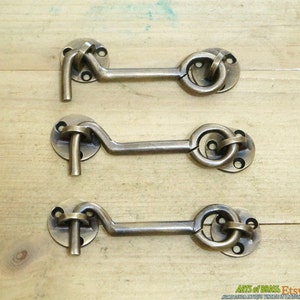 3.18" inches 3 pcs Vintage Windows Stay Hold LEVER LATCH Hooks Antique Solid Brass AB019