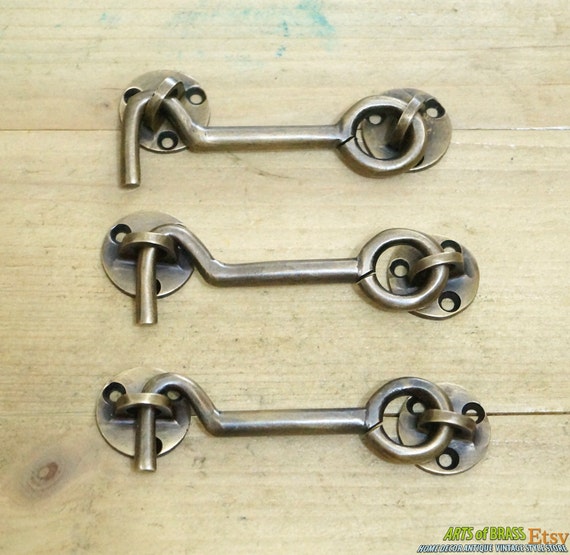 3.18" inches 3 pcs Vintage Windows Stay Hold LEVER LATCH Hooks Antique Solid Brass AB019