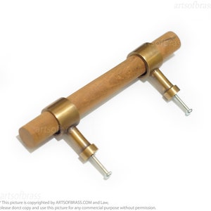 0.75" in hole Pair Solid Brass Black Copper Minimalist Handle Rods Bracket Holder - For Wooden Handle