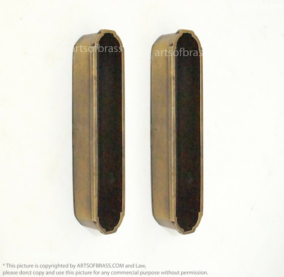 5.78" inches Lot of 2 pcs Vintage Solid Brass Large Baldwin Rectangular Pocket Door / Sliding Door Pull Handle JBL1304