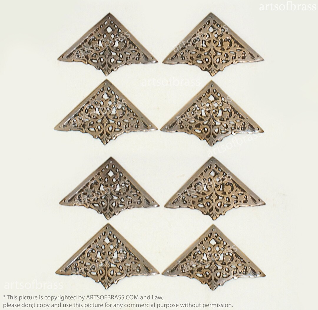 Lot of 8 Side Vintage Decorative Antique Solid Brass Ornate Corner