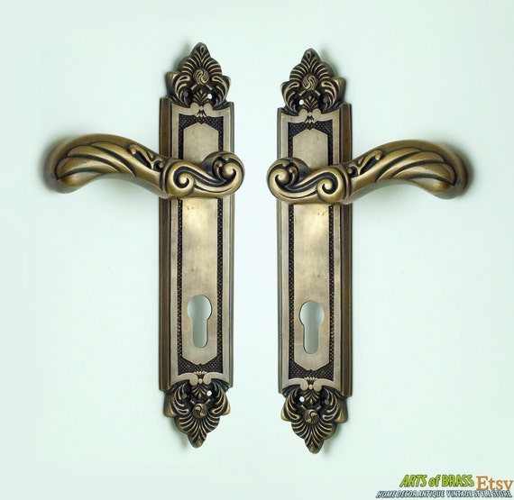 10.35" inches Set Vintage Victorian Single Deadbolt Entry Door Screen Entry Door Handle Solid Brass Antique Cabinet Main Door Handle AI006