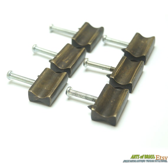 0.98" inch Lot of 6 pcs Vintage Retro Solid Bar Type Handle Solid Brass Cabinet Knob Pull Handle K023
