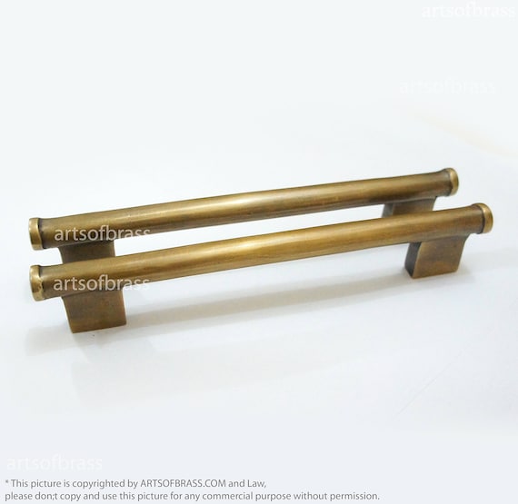 6.81" inches 2 pcs RETRO Vintage Smooth Round Full Solid Brass Closet Cabinet Door Drawer Pulls Handle