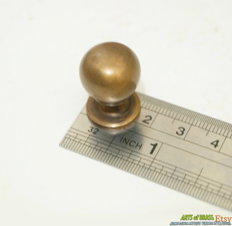 0.59 Diameter inches Lot of 6 pcs Vintage Retro Solid Brass Round Cabinet Solid Brass Drawer Handle Knob Pulls N199 image 5