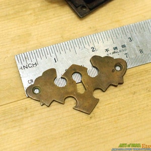 Set 2.63" Solid Brass Escutcheon WING Key Hole Plate with Key Lock and Antique SKELETON Key Vintage Decor R010 image 4