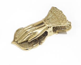 5.11" Solid Brass Victorian Ladies Finger Paper Clip – Gold Finish