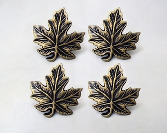 Lot of 4 pcs Vintage Autumn LEAF Leaves Cabinet Door Solid Brass KNOB Pulls