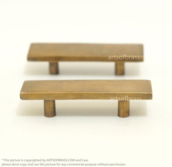 3.62" inches 2 pcs Vintage retro T Bar Handle Solid Brass Closet Cabinet dresser Drawer Door Pulls C047
