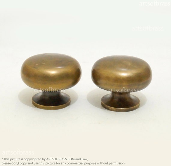 1.96" inches 2 pcs Vintage Retro Traditional Screen Door Handle Solid Brass Round Door Handle Pulls N020-K