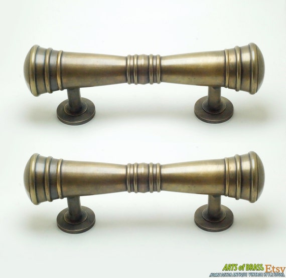 11.41" inches Set 2 pcs Vintage Retro Western Classic Fat Plain Entry Door Handle Hardware Cabinet Solid Brass Door Handle AC038 polos