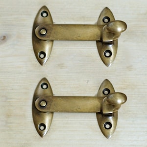 Lot of 2 pcs Vintage Country Western LATCH HOOK Solid BRASS Joint Lock Gate Door