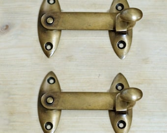 Lot of 2 pcs Vintage Country Western LATCH HOOK Solid BRASS Joint Lock Gate Door