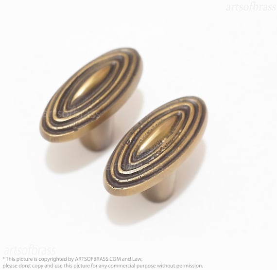 Retro Oval Solid Brass Pull – Cabinet, Dresser, Drawer Knob Handle